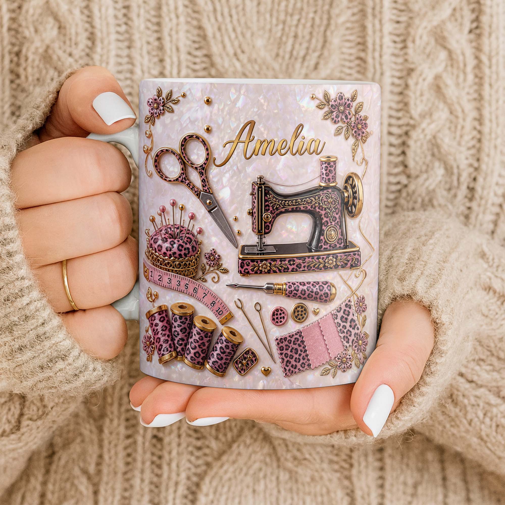 Personalized Leopard Print Coffee Mug Custom Name Gift for Mom
