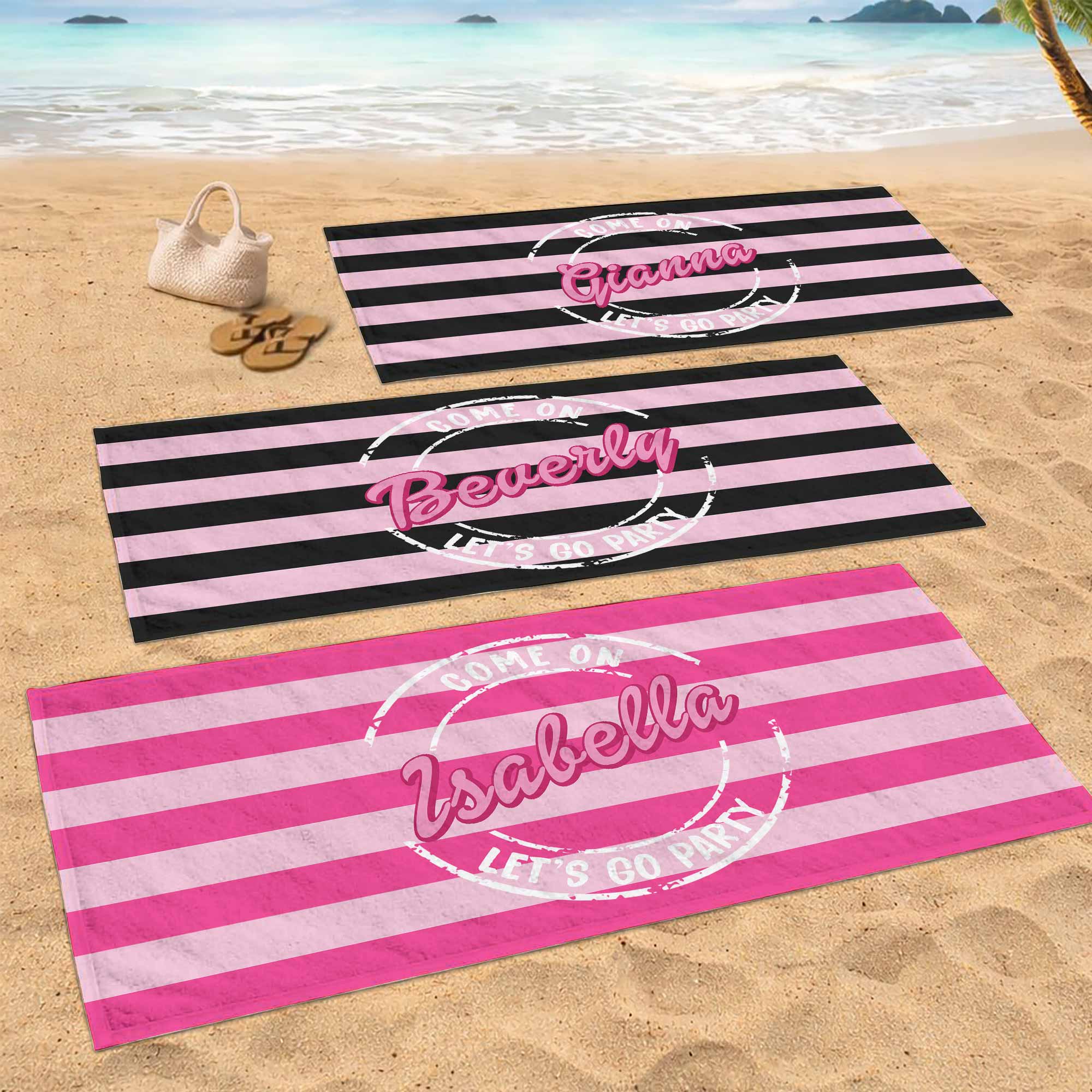 Personalized Microfiber Beach Towel Custom Name Gift for Her