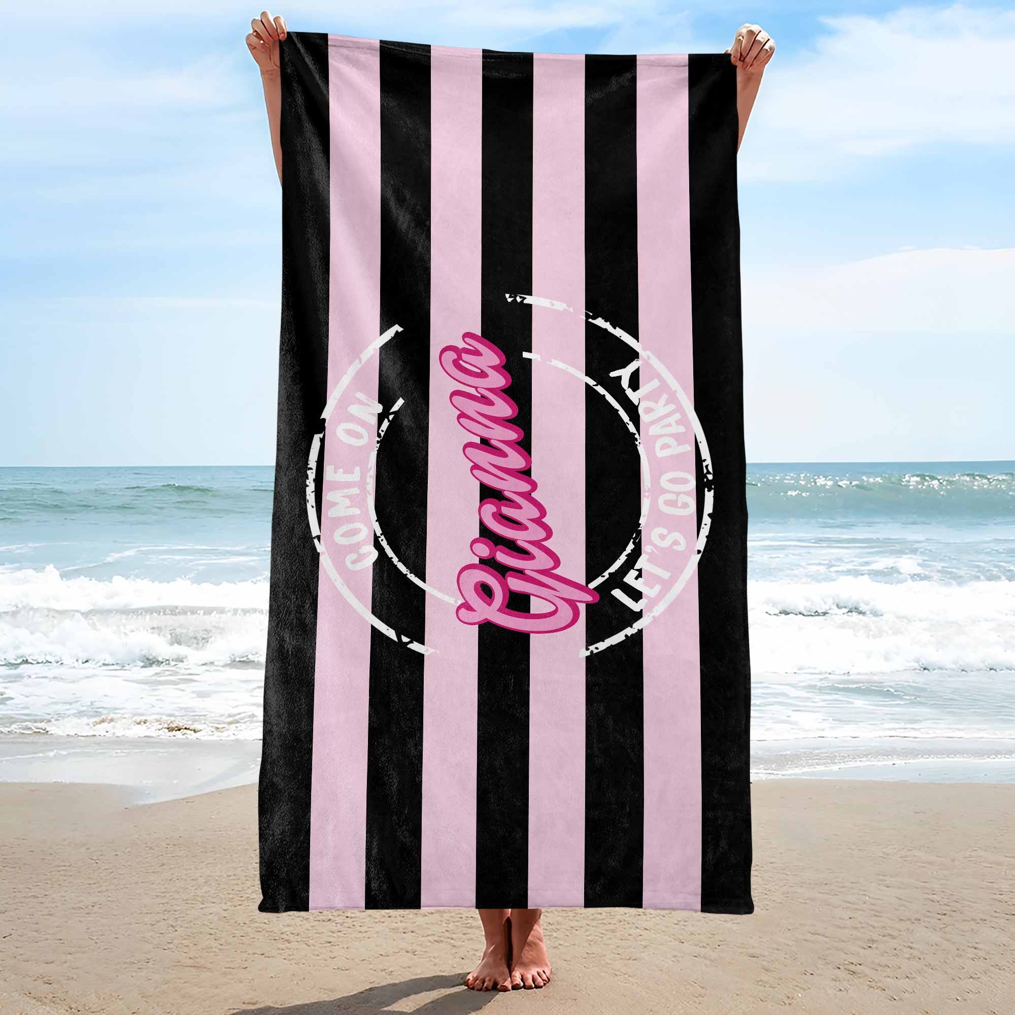 Personalized Microfiber Beach Towel Custom Name Gift for Her