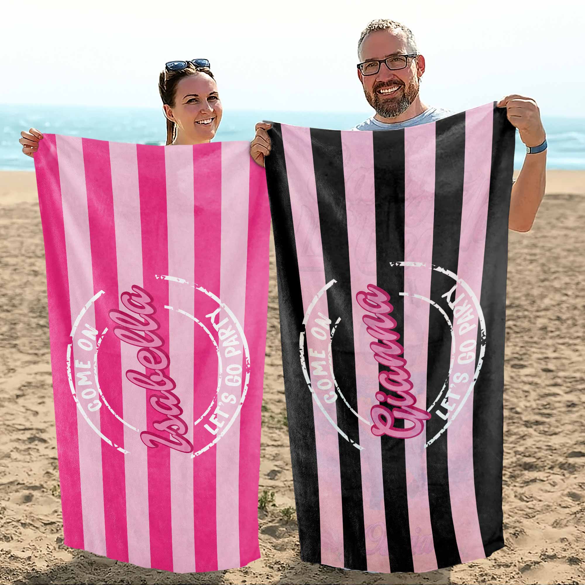Personalized Microfiber Beach Towel Custom Name Gift for Her