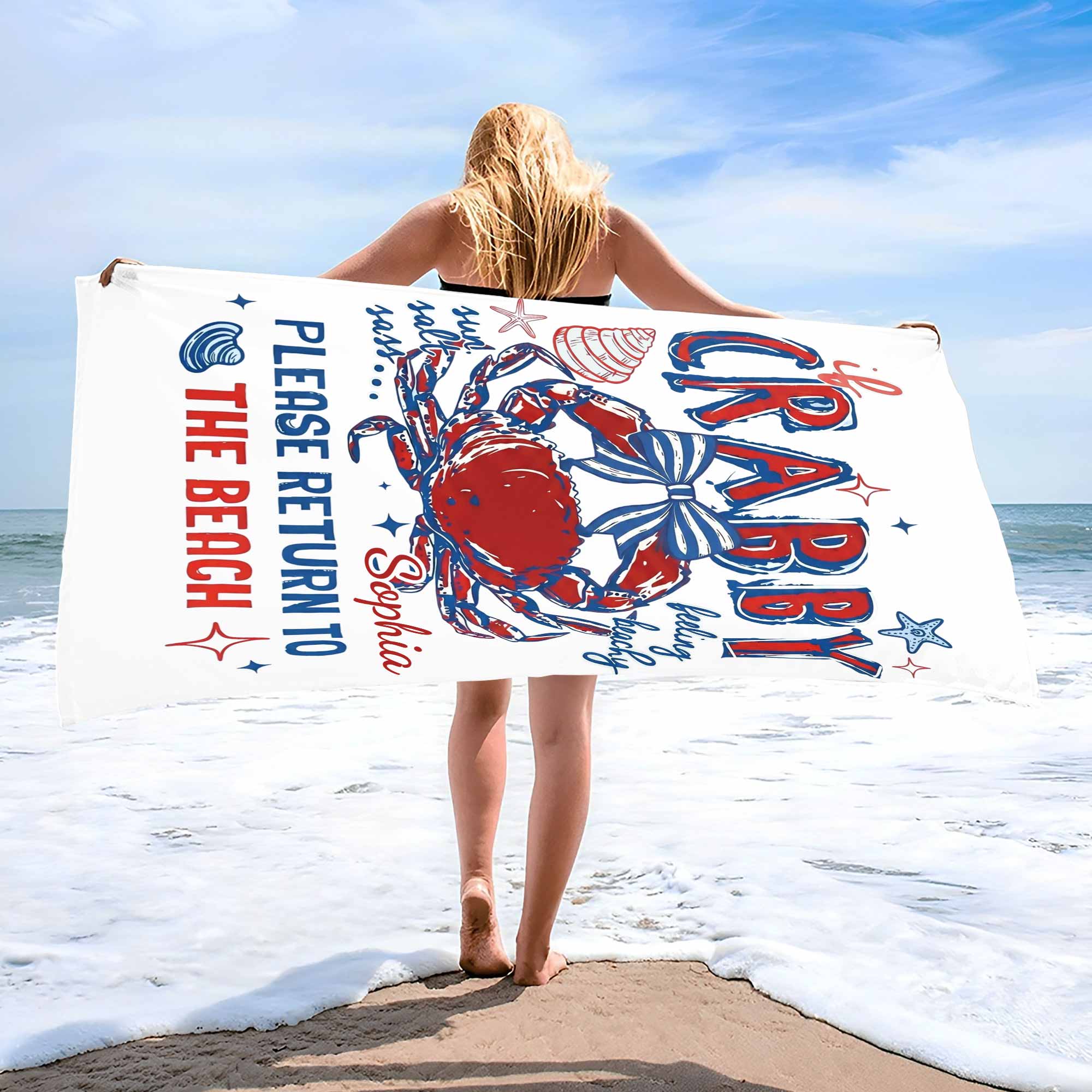 Personalized Microfiber Beach Towel Custom Name Gift for Her