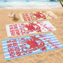 Load image into Gallery viewer, Personalized Microfiber Beach Towel Custom Crab Design Gift

