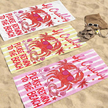 Load image into Gallery viewer, Personalized Microfiber Beach Towel Custom Crab Design Gift
