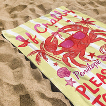 Load image into Gallery viewer, Personalized Microfiber Beach Towel Custom Crab Design Gift
