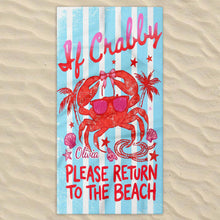 Load image into Gallery viewer, Personalized Microfiber Beach Towel Custom Crab Design Gift
