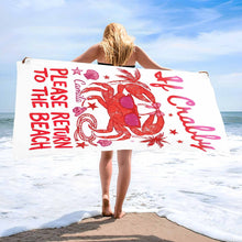 Load image into Gallery viewer, Personalized Microfiber Beach Towel Custom Crab Design Gift

