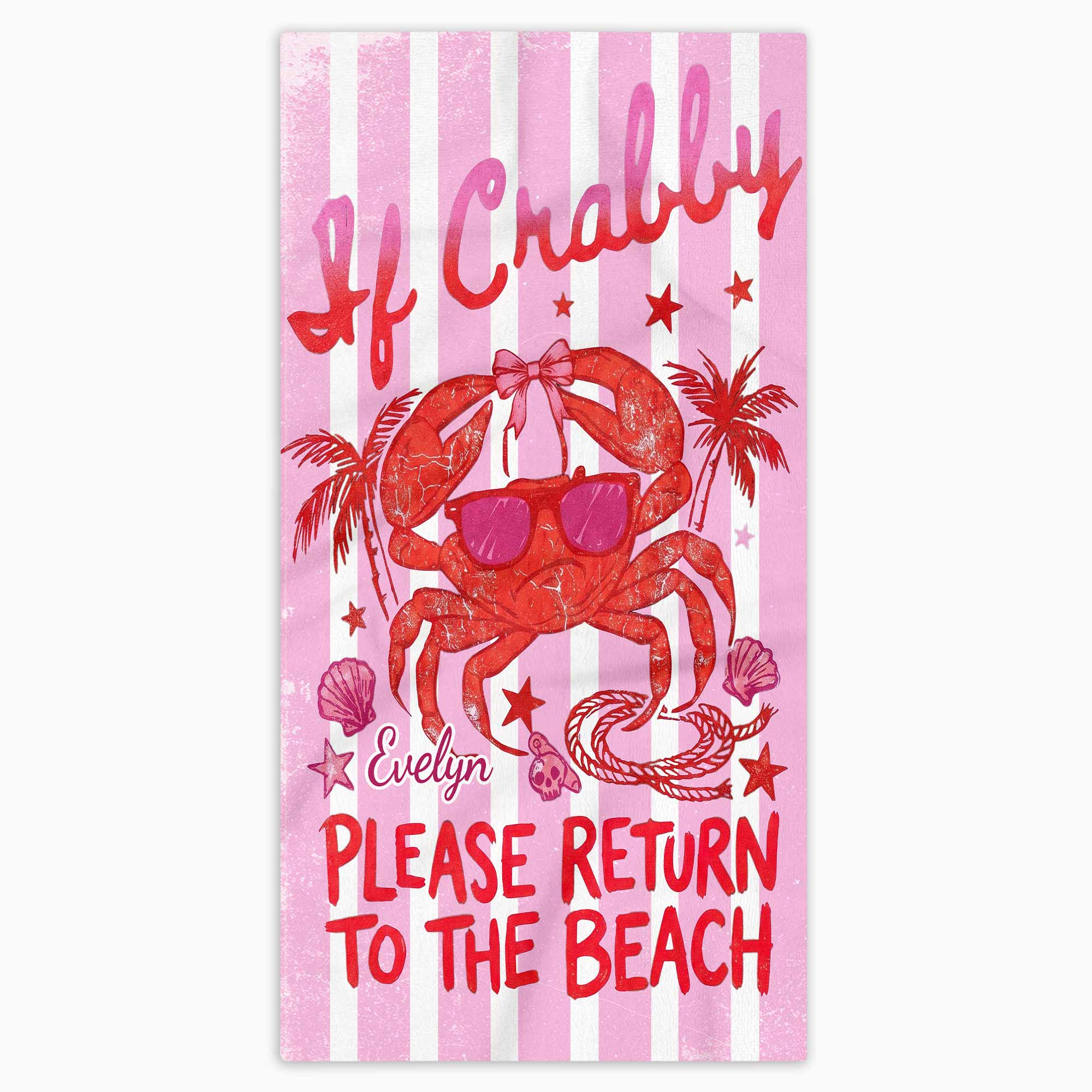 Personalized Microfiber Beach Towel Custom Crab Design Gift