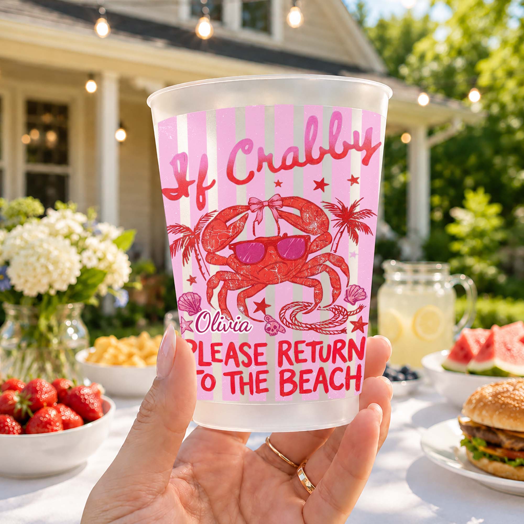 Personalized Frosted Cups Custom Name Beach Lover Gift