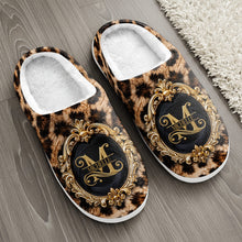 Load image into Gallery viewer, Personalized Plush Slippers Custom Golden Alphabet Art Gift for Her

