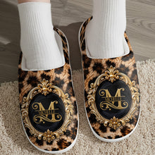 Load image into Gallery viewer, Personalized Plush Slippers Custom Golden Alphabet Art Gift for Her
