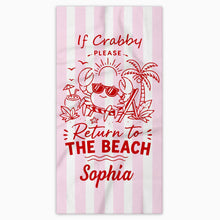 Load image into Gallery viewer, Personalized Microfiber Beach Towel Cute Crab Design Gift
