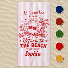 Load image into Gallery viewer, Personalized Microfiber Beach Towel Cute Crab Design Gift
