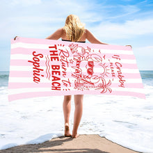 Load image into Gallery viewer, Personalized Microfiber Beach Towel Cute Crab Design Gift
