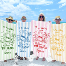 Load image into Gallery viewer, Personalized Microfiber Beach Towel Cute Crab Design Gift

