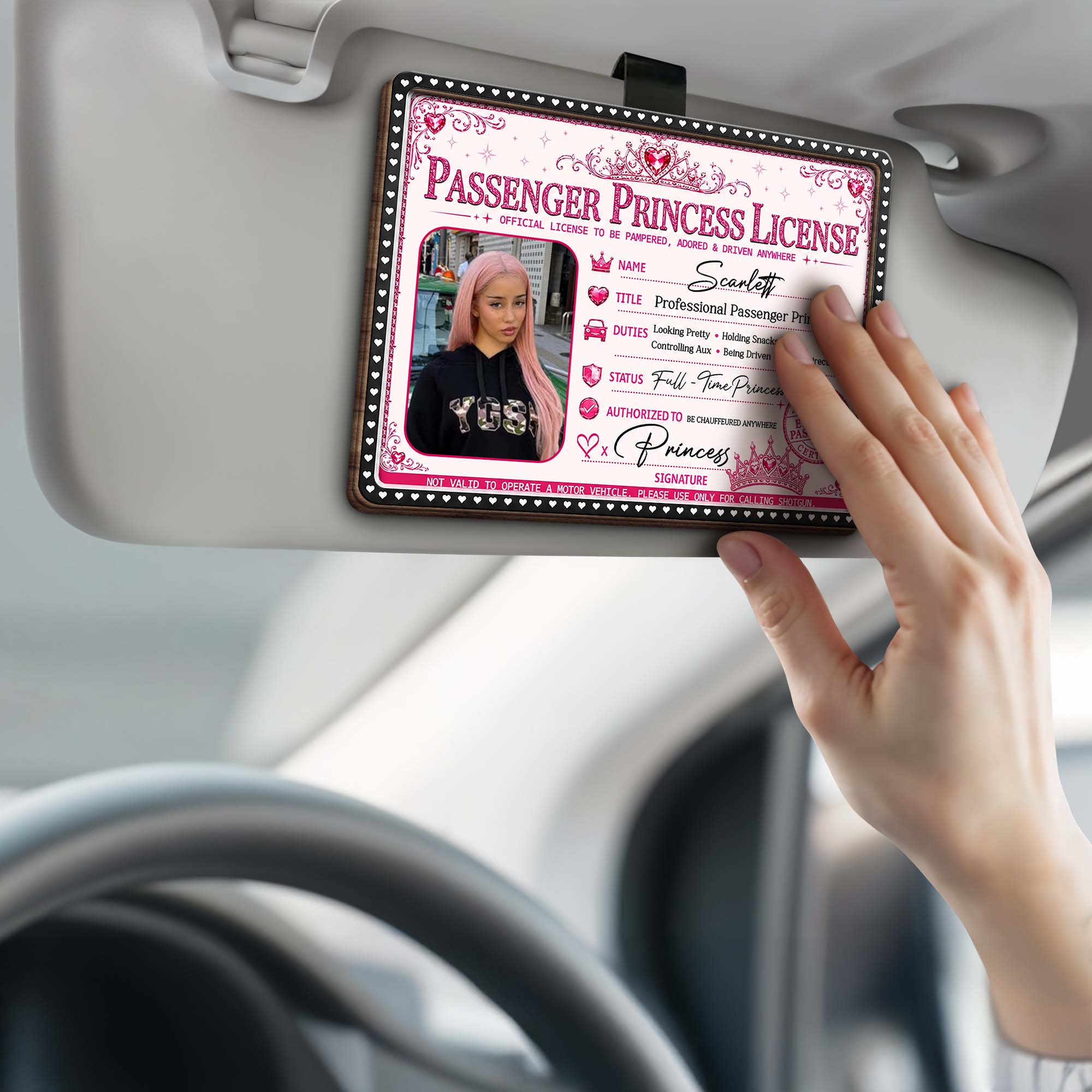 Personalized Car Visor Clip Custom Photo Crown Gift for Her