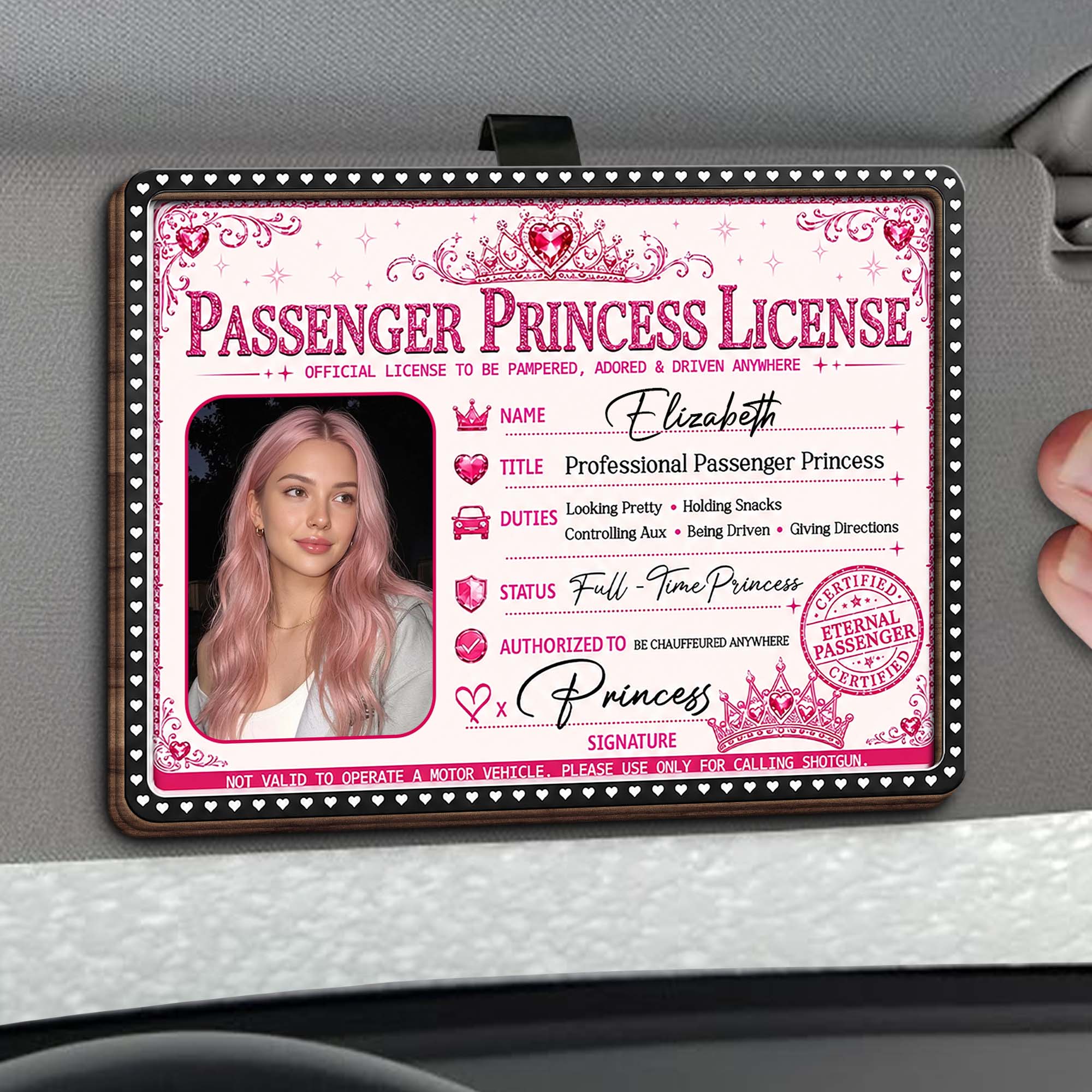Personalized Car Visor Clip Custom Photo Crown Gift for Her