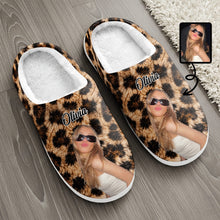 Load image into Gallery viewer, Personalized Leopard Print Slippers Custom Photo Gift for Her
