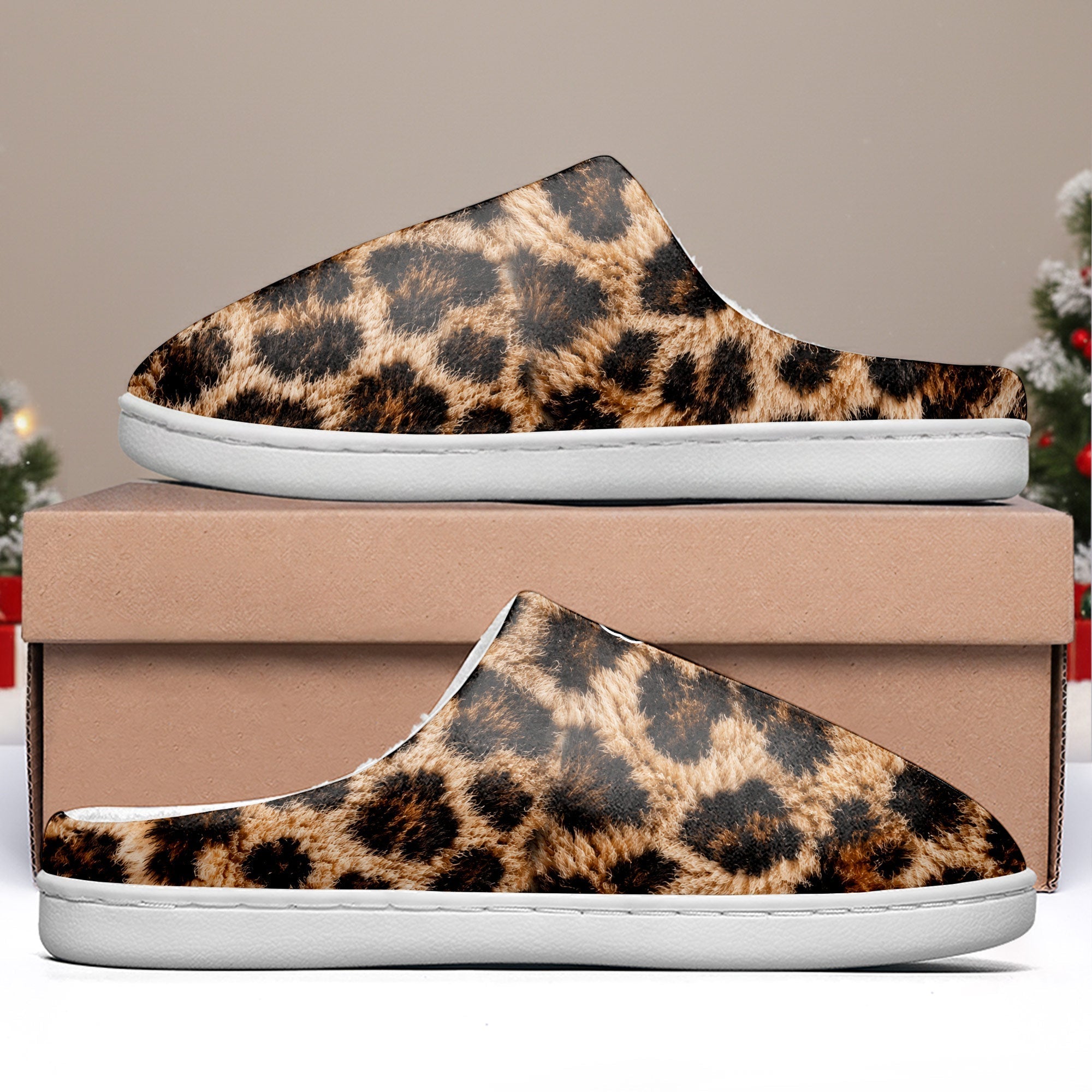Personalized Leopard Print Slippers Custom Photo Gift for Her