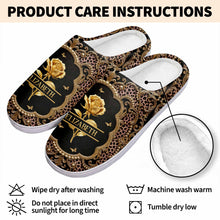 Load image into Gallery viewer, Personalized Golden Birth Month Flower Slippers Custom Name Gift for Her
