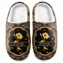 Load image into Gallery viewer, Personalized Golden Birth Month Flower Slippers Custom Name Gift for Her
