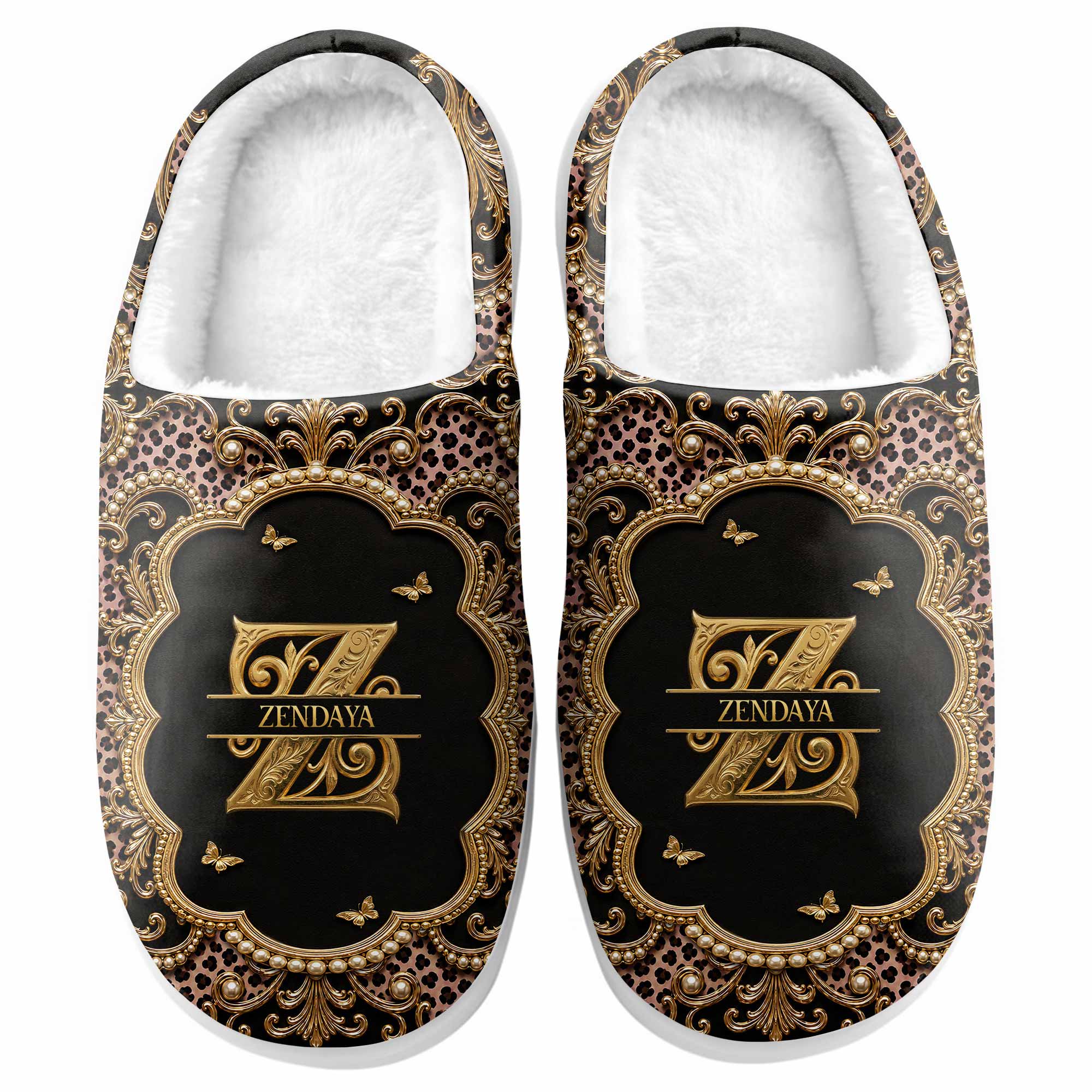 Personalized Leopard Pattern Slippers Custom Name Gift for Her