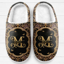 Load image into Gallery viewer, Personalized Leopard Pattern Slippers Custom Name Gift for Her
