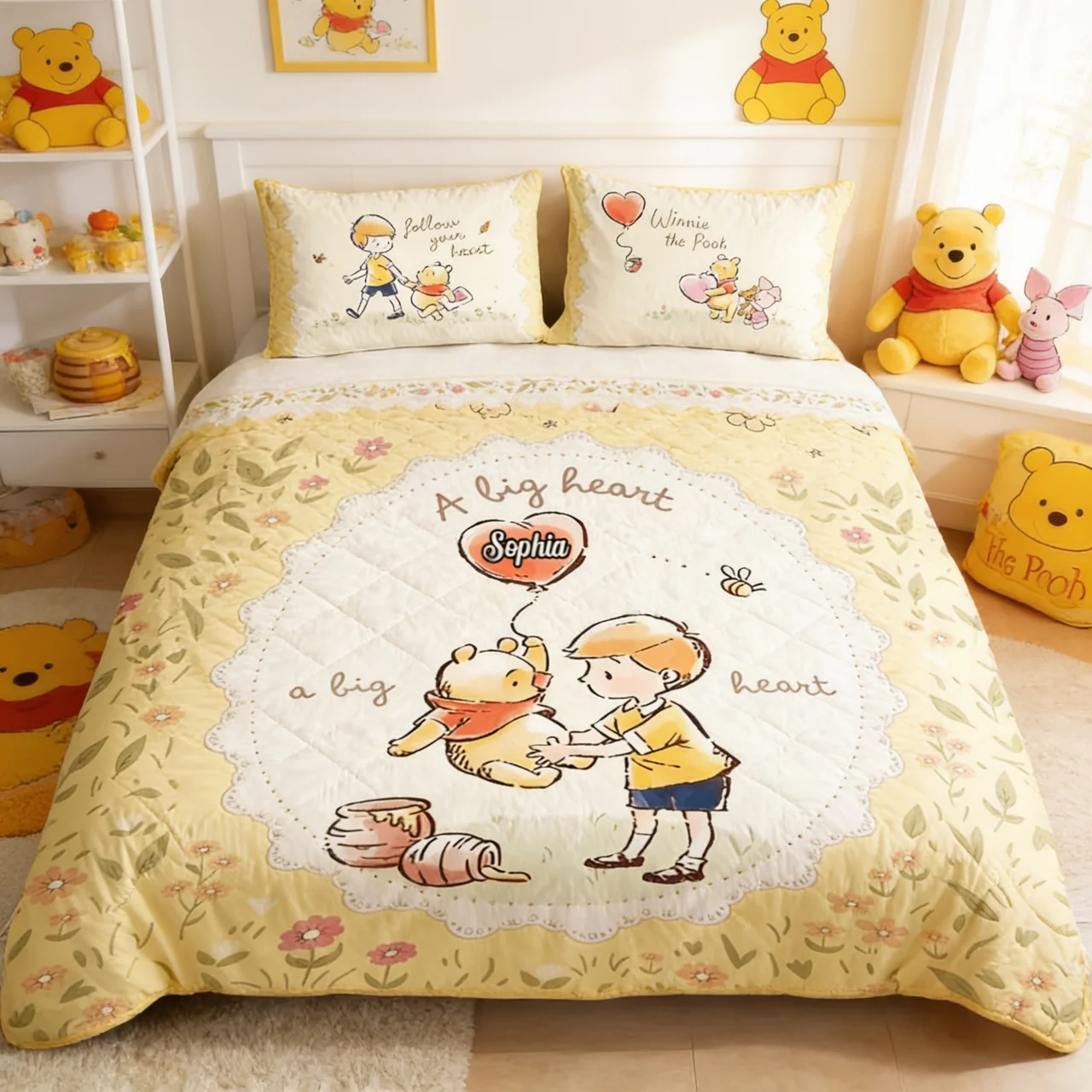Personalized Quilted Bedding Set Custom Name Gift for Kids