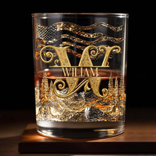 Load image into Gallery viewer, Personalized Whiskey Glass Custom Initial American Flag Gift for Dad
