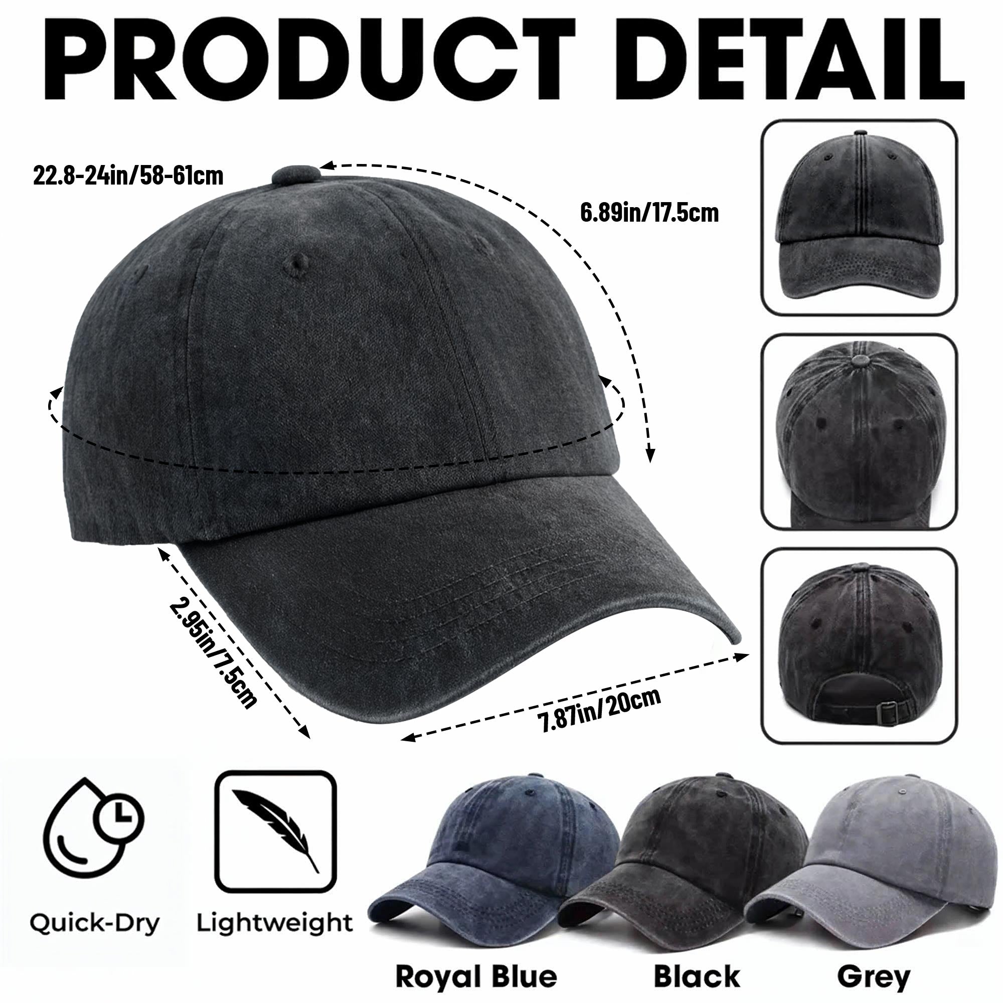 Personalized Washed Denim Cap Custom Name Gift for Dad