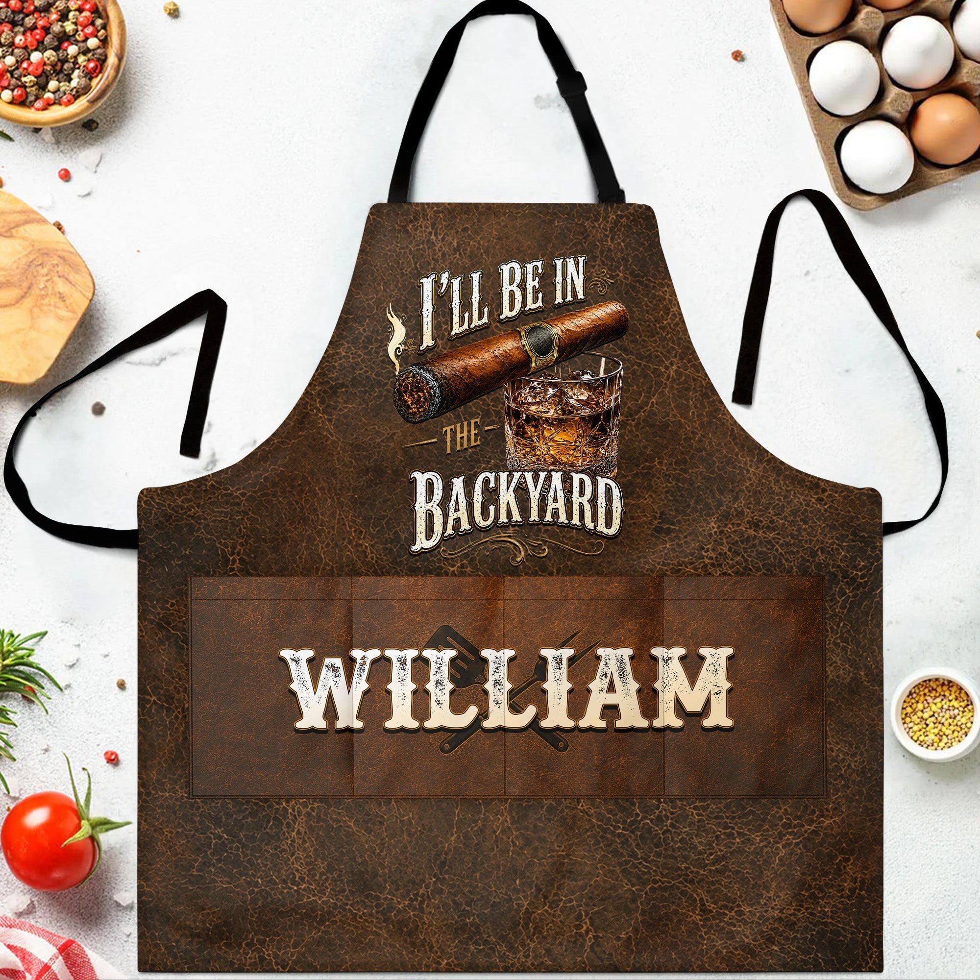 Personalized Apron with Custom Name for Dad & Grill Lovers