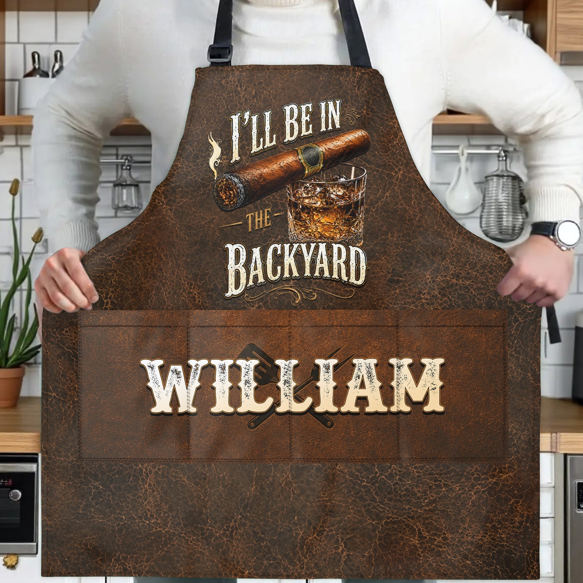 Personalized Apron with Custom Name for Dad & Grill Lovers