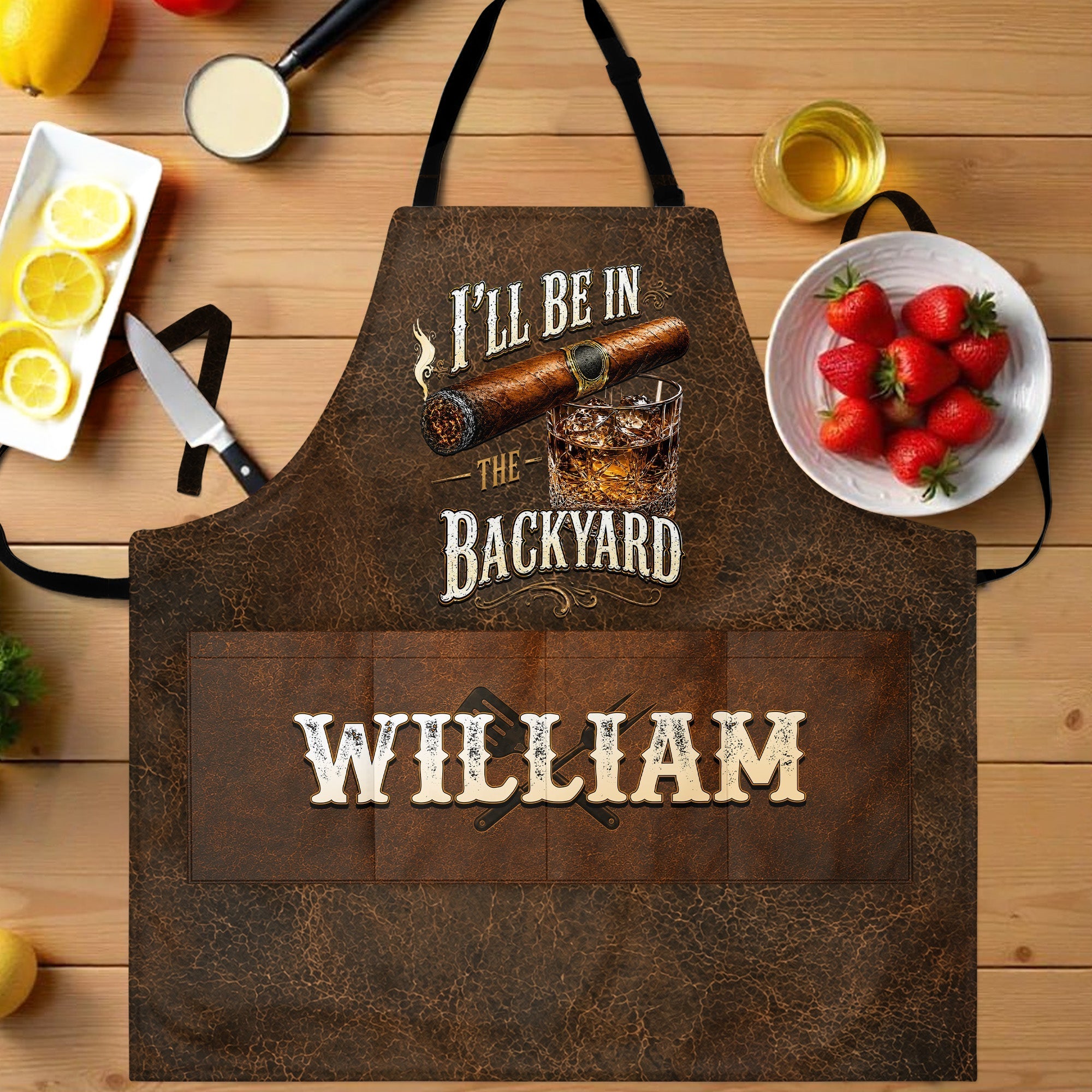 Personalized Apron with Custom Name for Dad & Grill Lovers