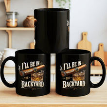 Load image into Gallery viewer, Personalized Black Mug Custom Name Backyard Cigar Gift for Him
