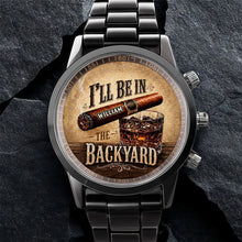 Load image into Gallery viewer, Personalized Men's Watch Custom Name Cigar Whiskey Gift for Him
