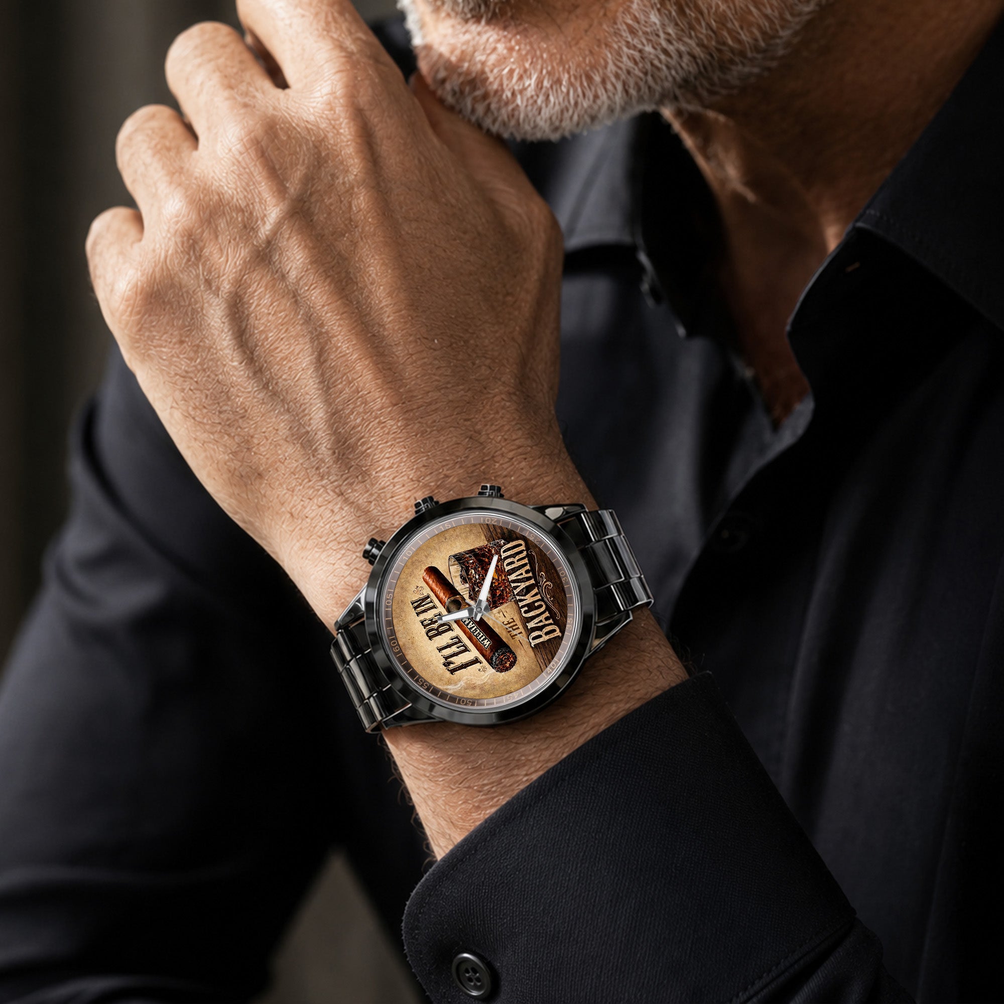 Personalized Men's Watch Custom Name Cigar Whiskey Gift for Him