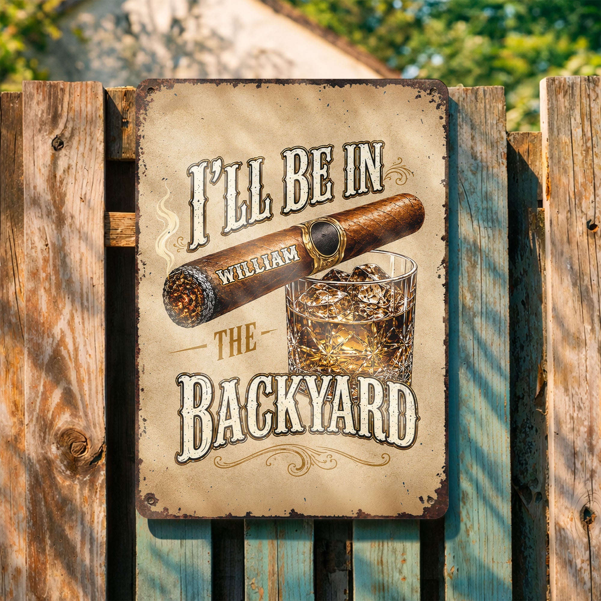 Personalized Metal Sign Custom Name Backyard Gift for Him