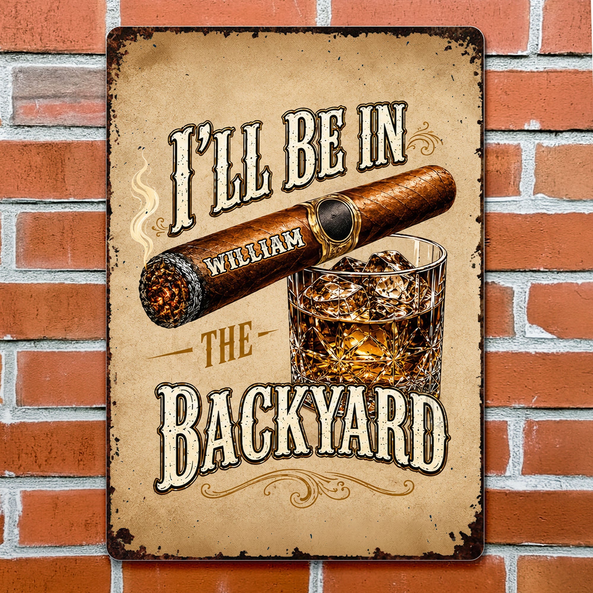 Personalized Metal Sign Custom Name Backyard Gift for Him