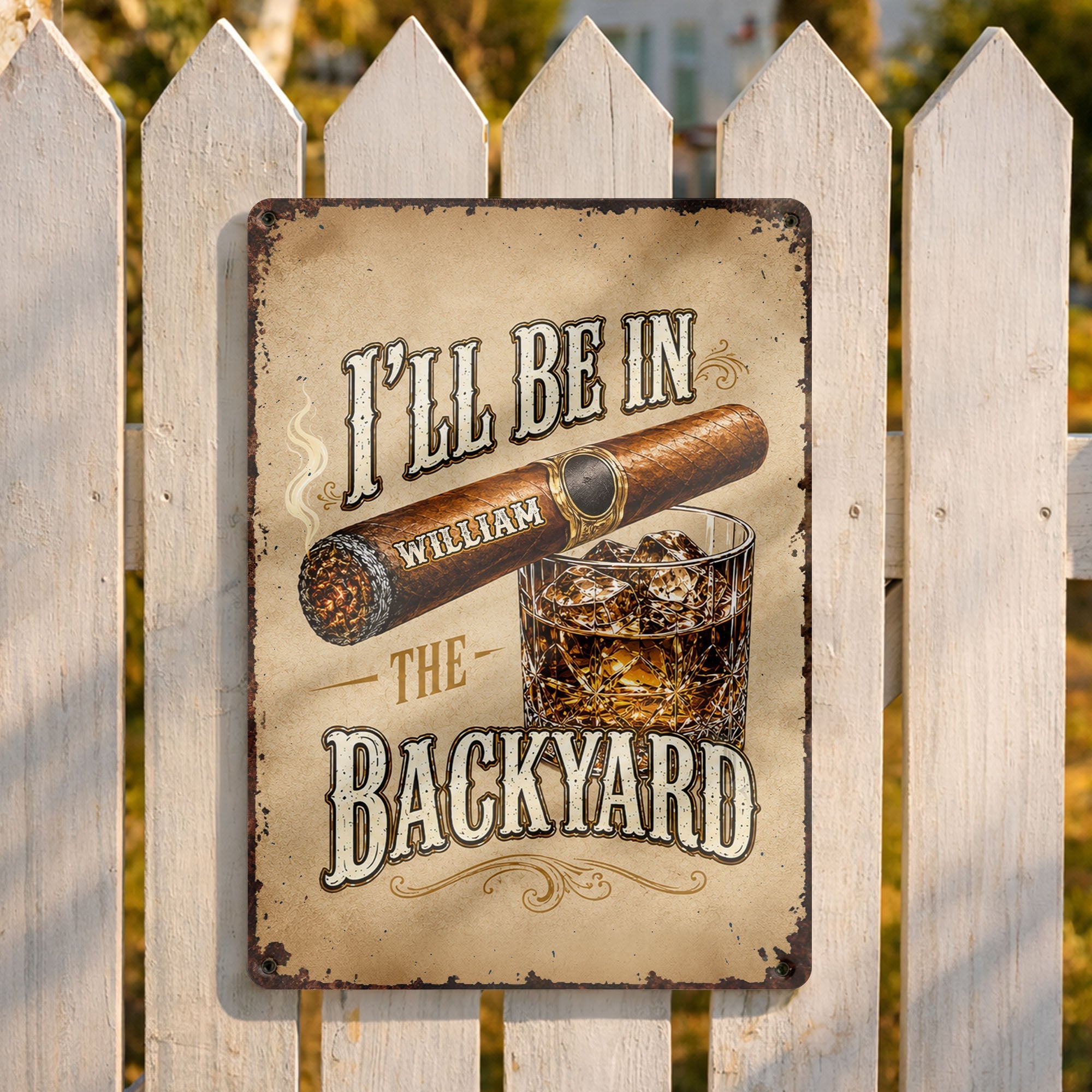 Personalized Metal Sign Custom Name Backyard Gift for Him