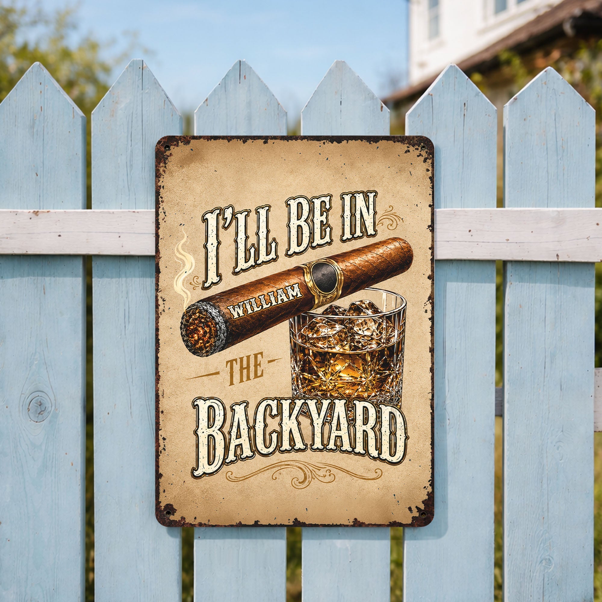 Personalized Metal Sign Custom Name Backyard Gift for Him