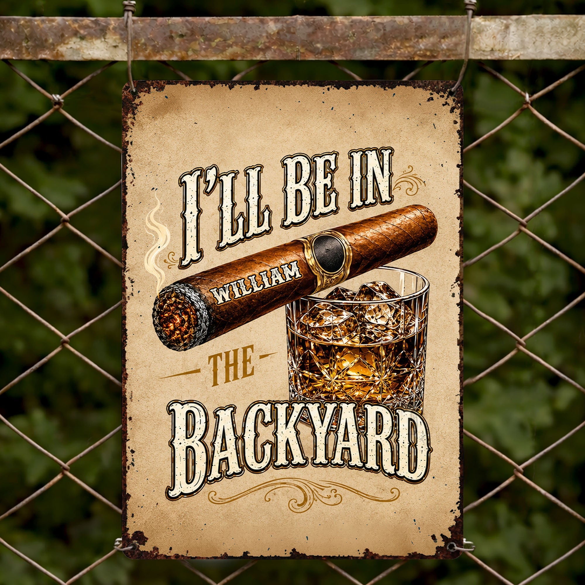 Personalized Metal Sign Custom Name Backyard Gift for Him