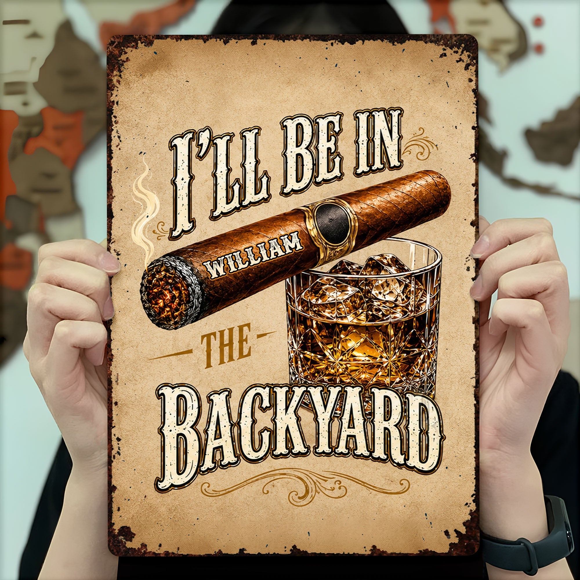Personalized Metal Sign Custom Name Backyard Gift for Him