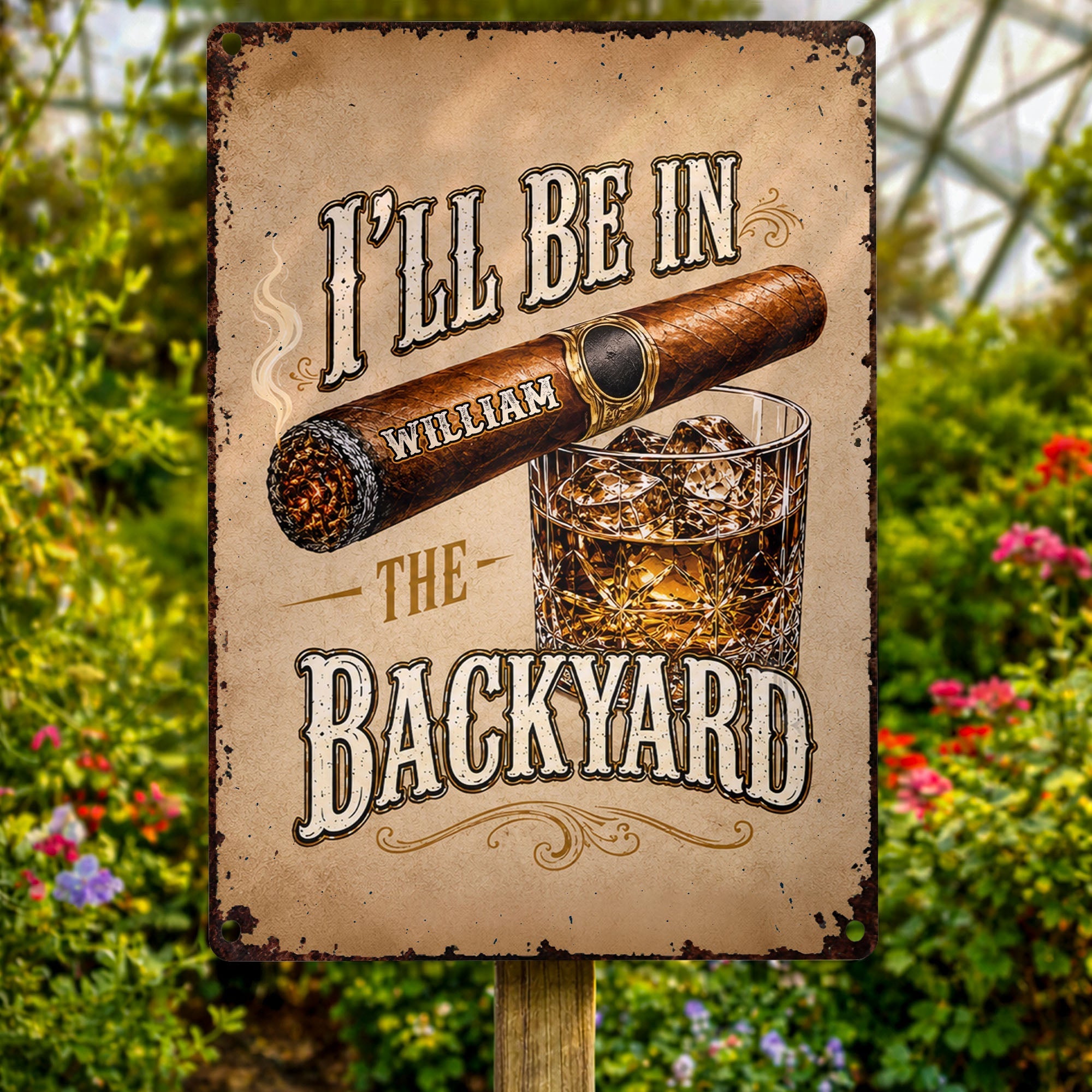 Personalized Metal Sign Custom Name Backyard Gift for Him