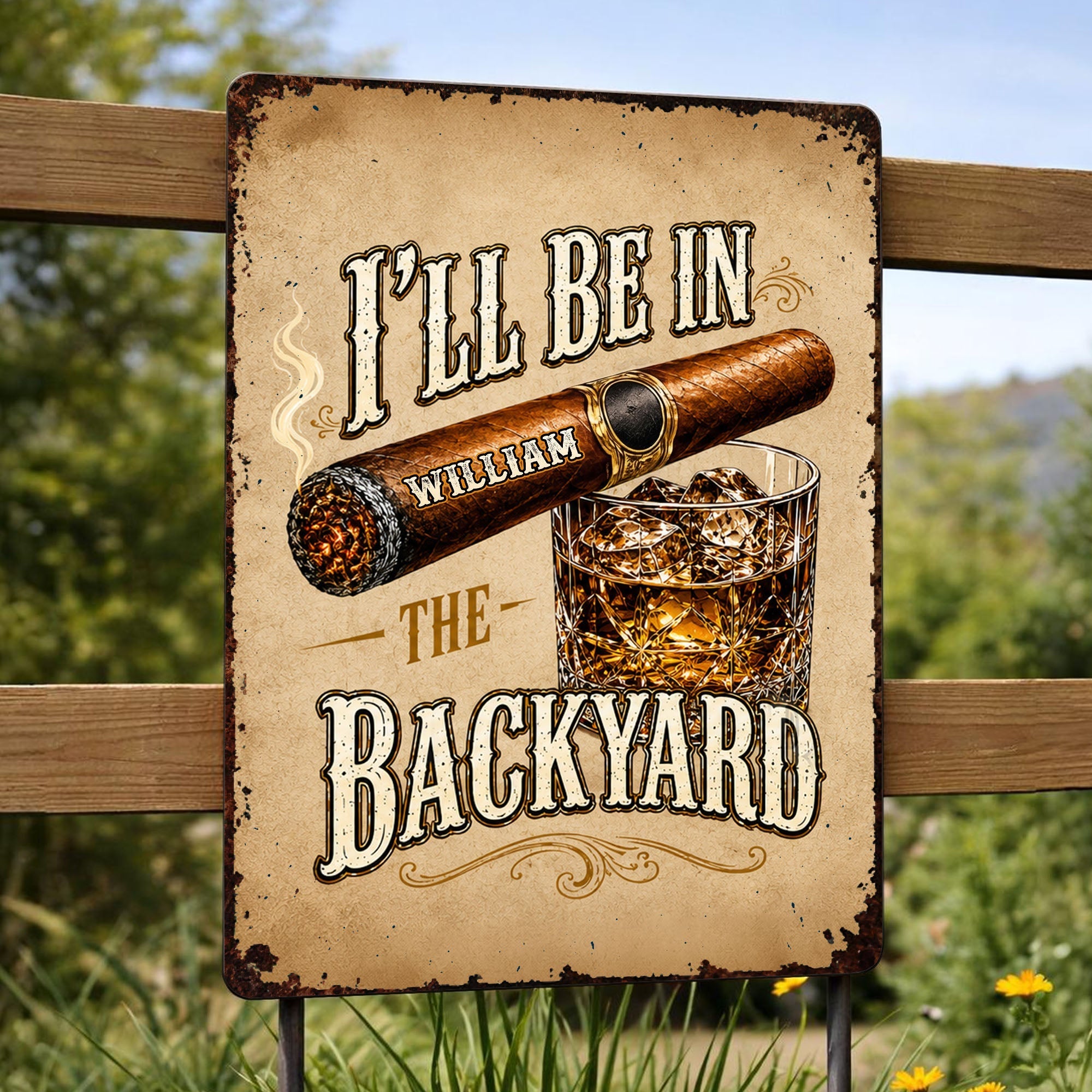 Personalized Metal Sign Custom Name Backyard Gift for Him