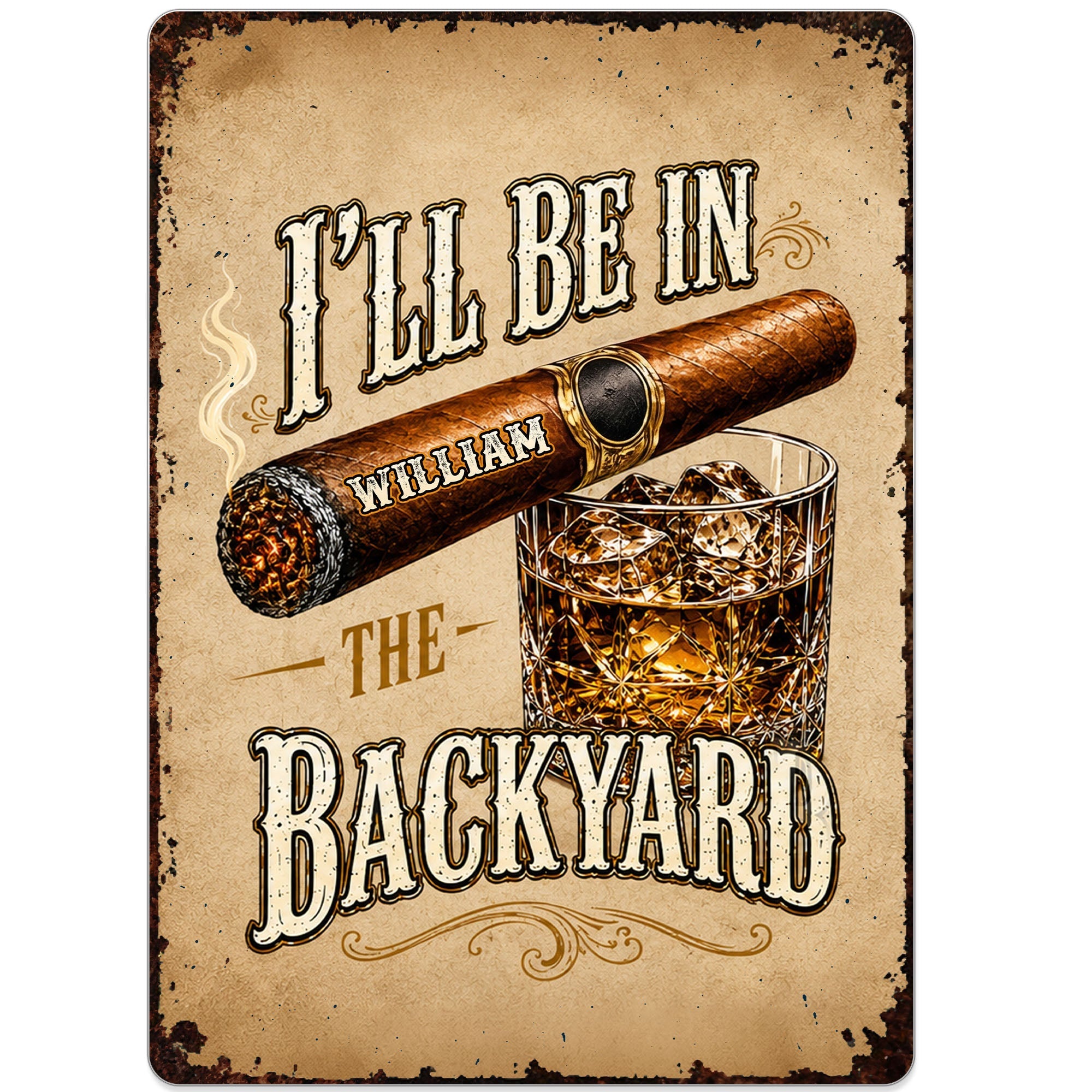 Personalized Metal Sign Custom Name Backyard Gift for Him