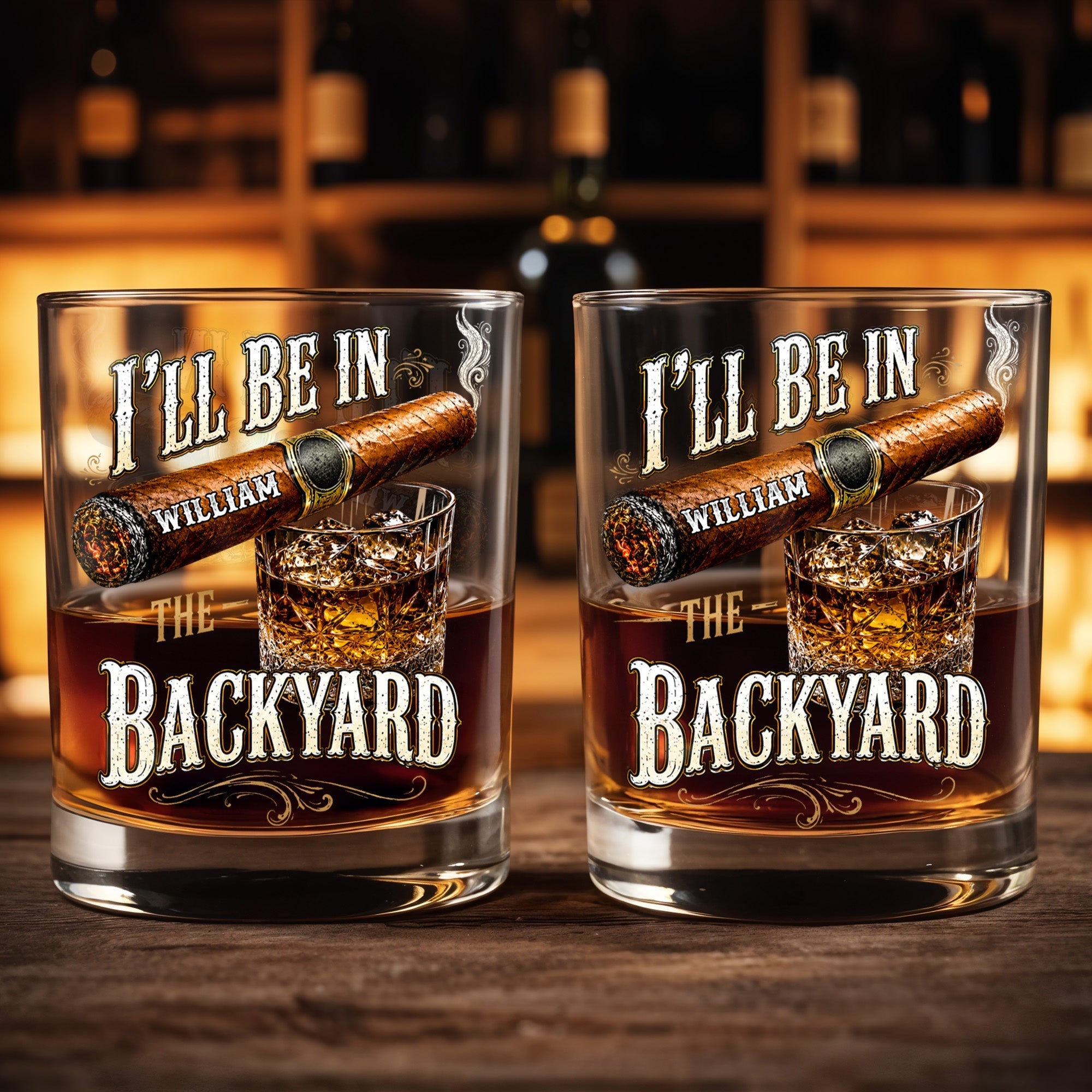 Personalized Custom Whiskey Glass Gift for Dad Cigar Lovers