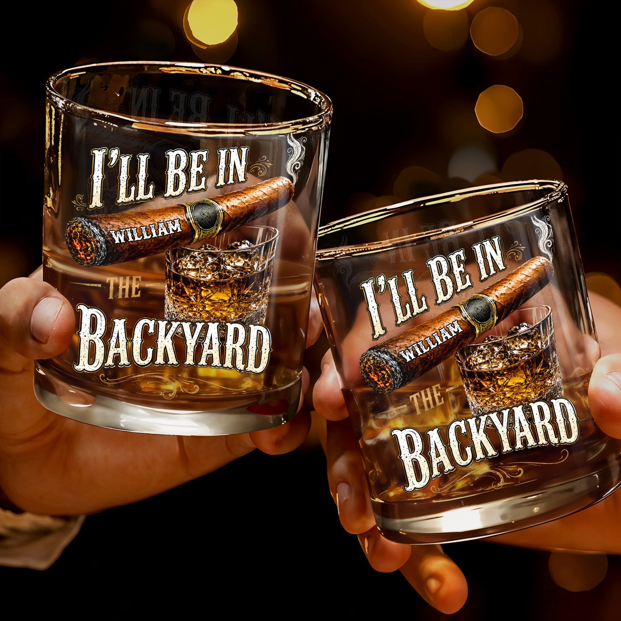 Personalized Custom Whiskey Glass Gift for Dad Cigar Lovers