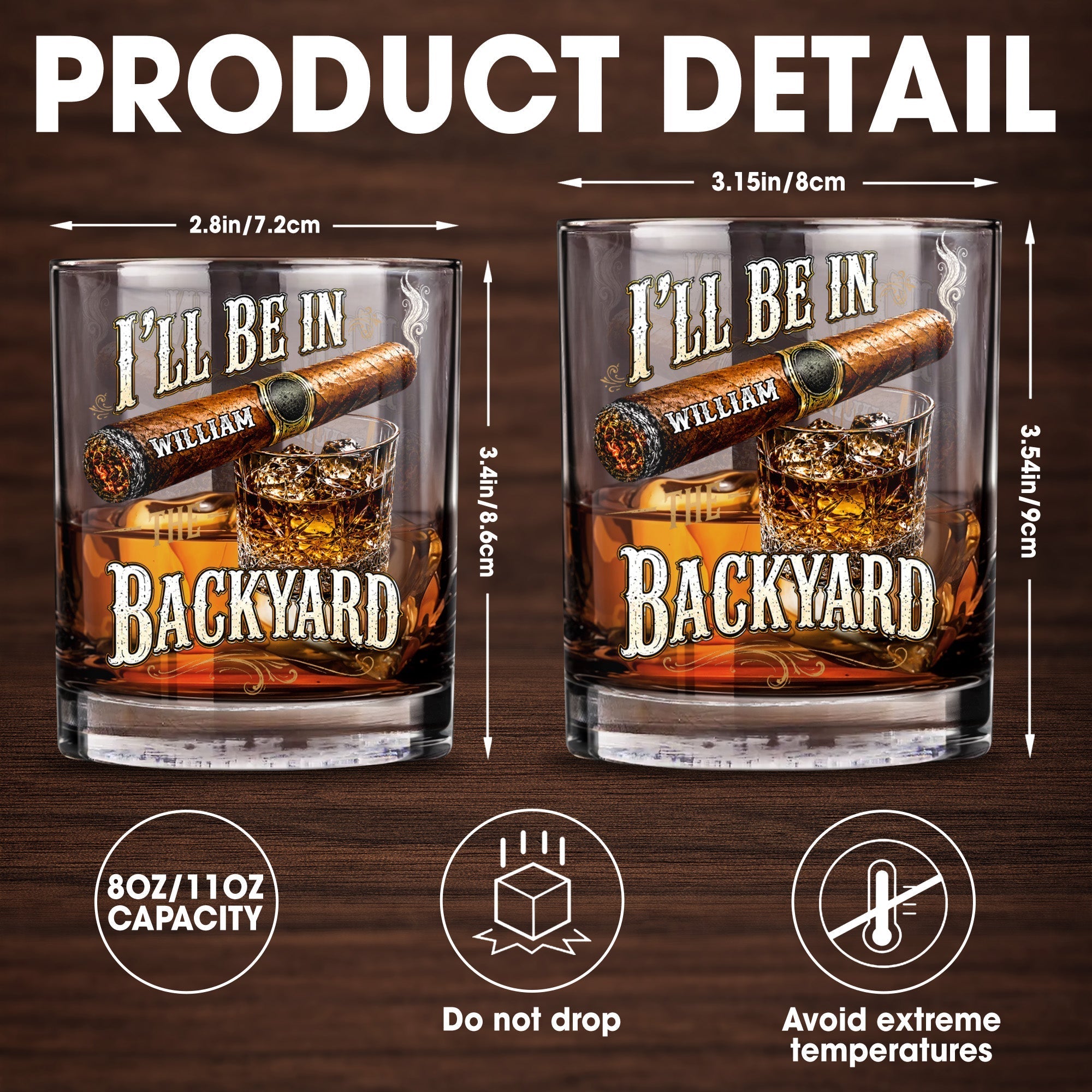 Personalized Custom Whiskey Glass Gift for Dad Cigar Lovers