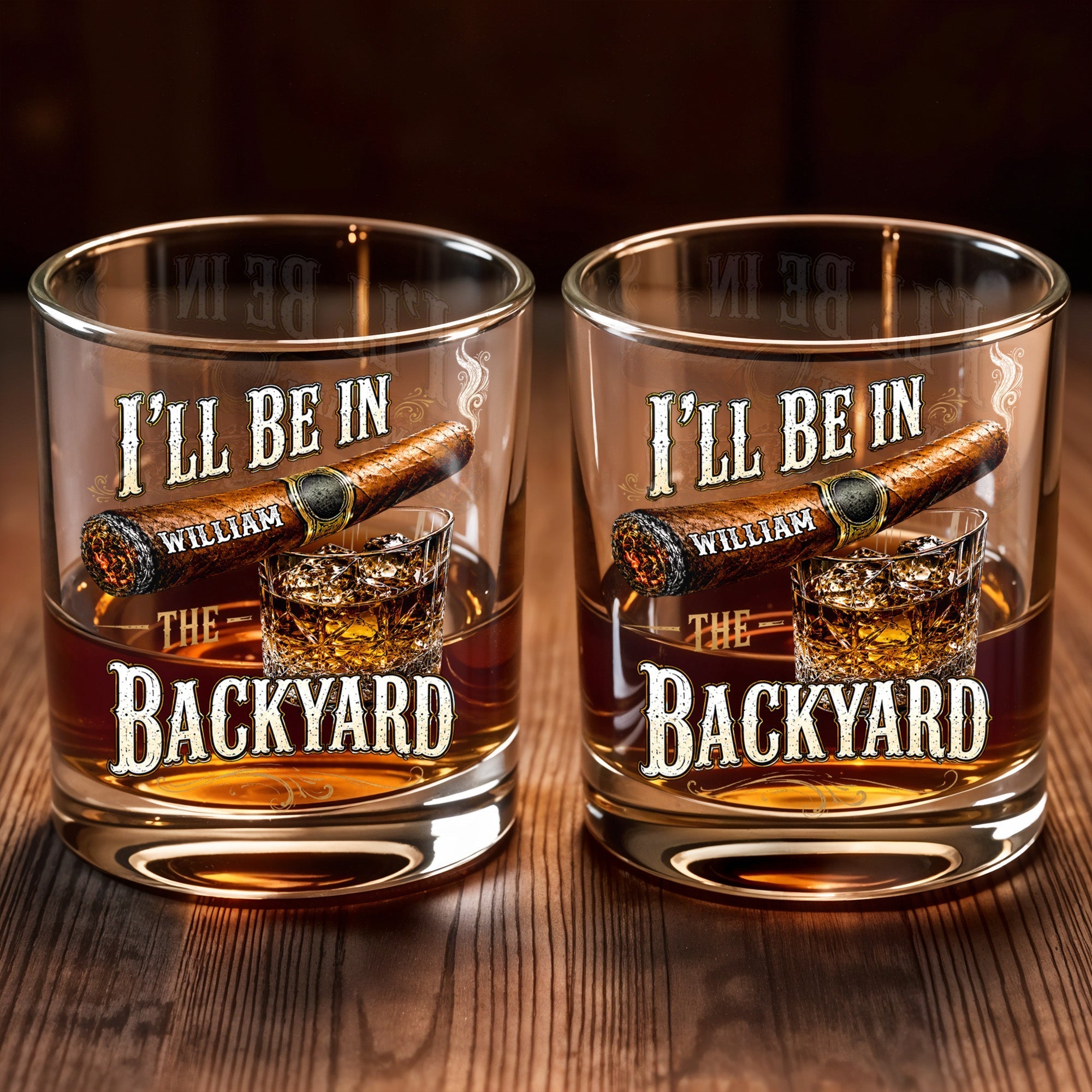 Personalized Custom Whiskey Glass Gift for Dad Cigar Lovers