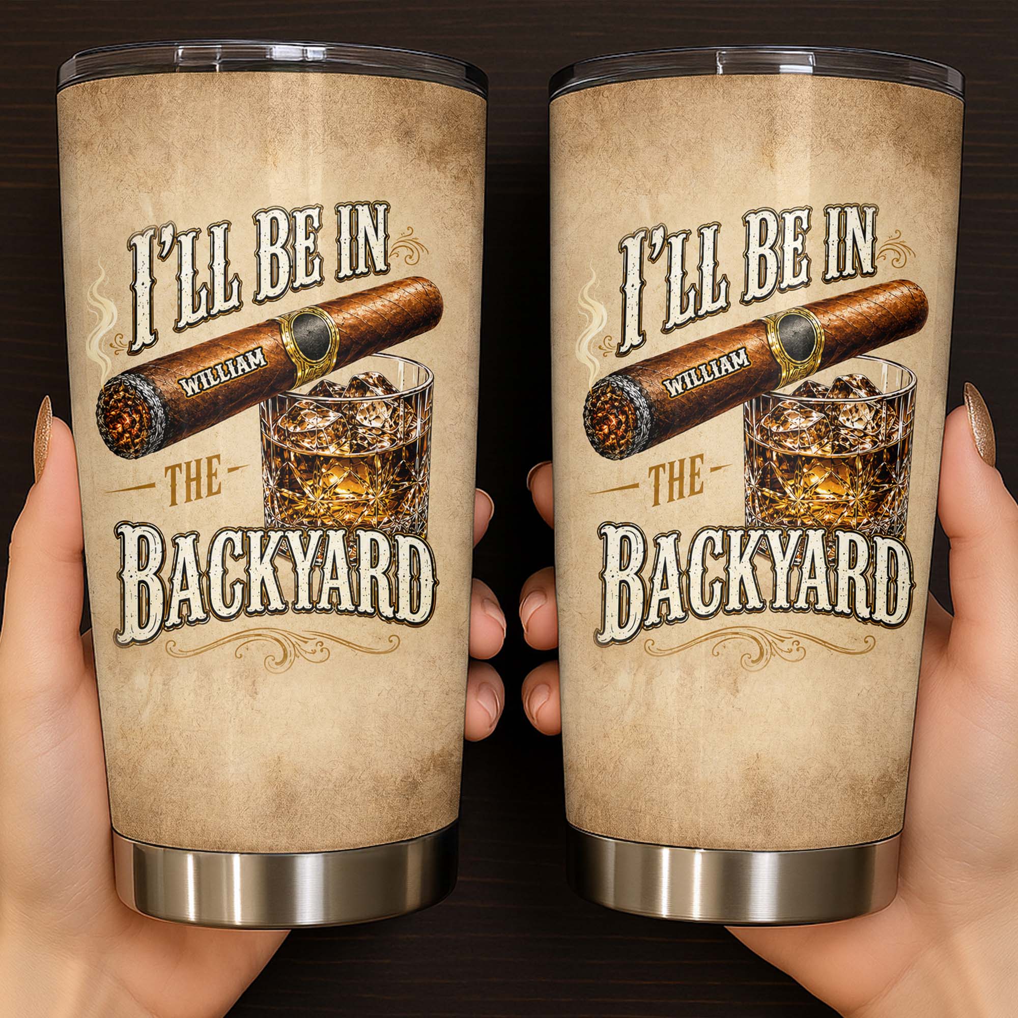 Personalized Stainless Steel Tumbler Custom Name 20oz Gift for Him