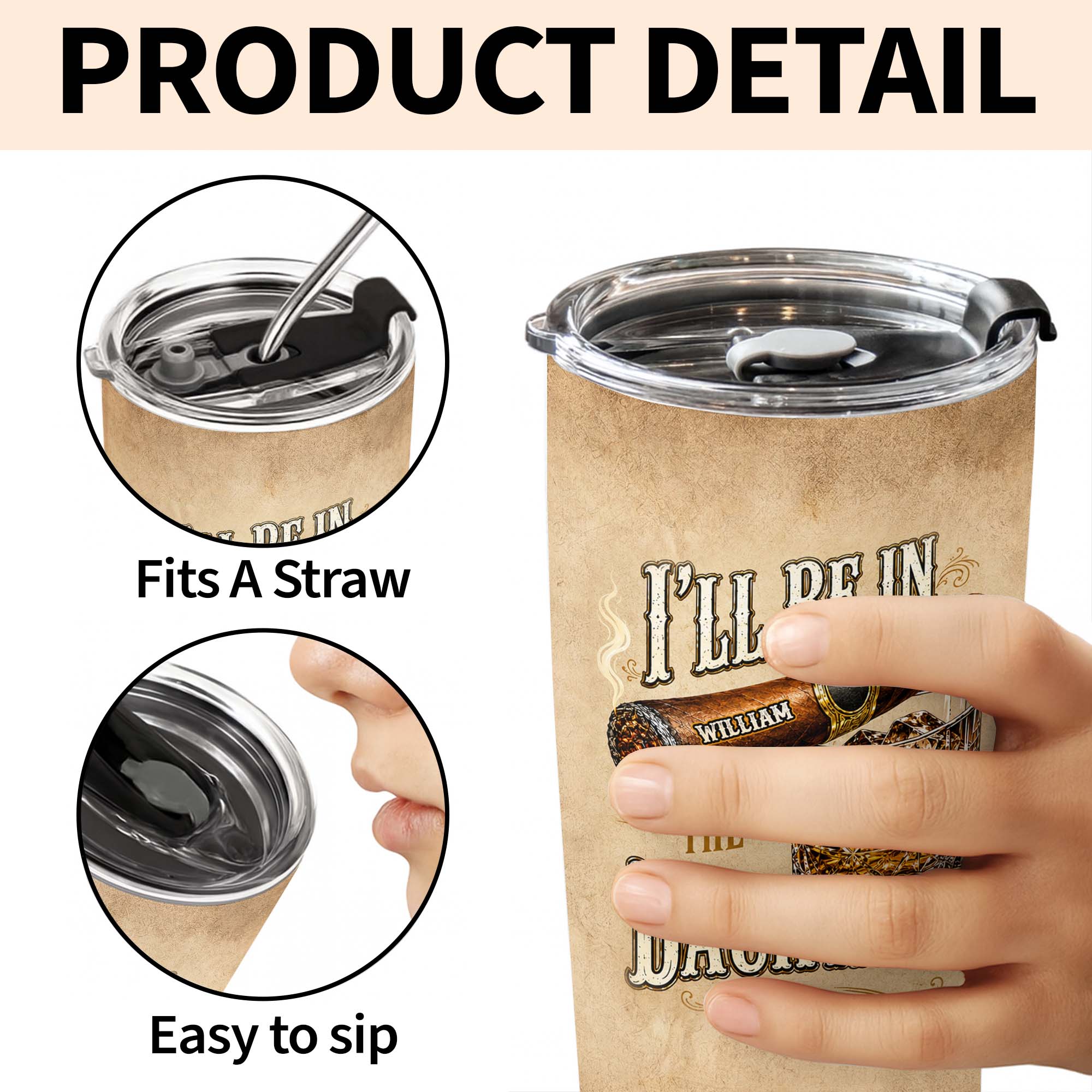 Personalized Stainless Steel Tumbler Custom Name 20oz Gift for Him
